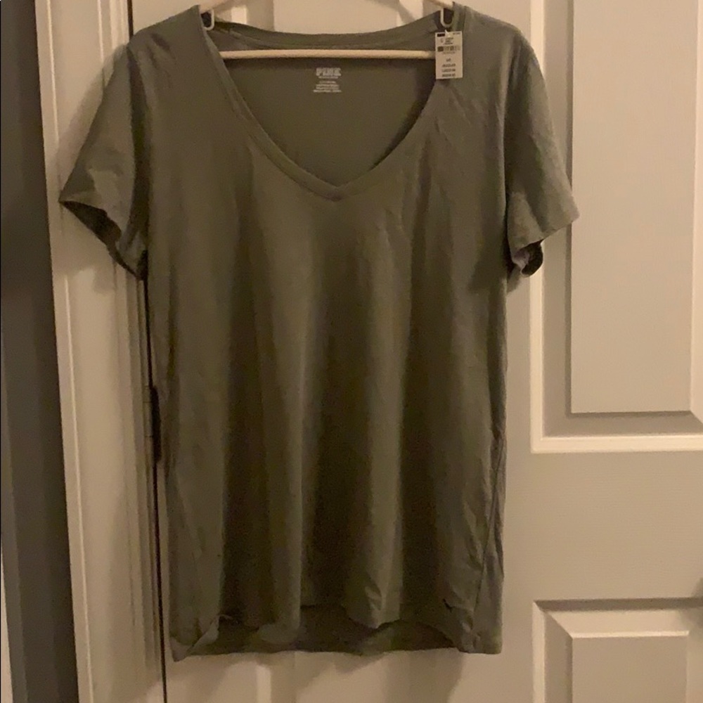 Light green PINK v-neck tee